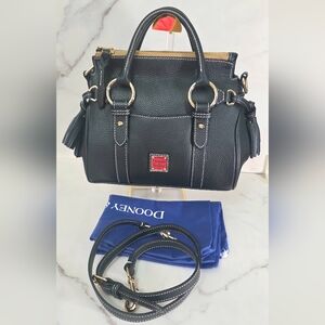 Dooney & Bourke Black Pebble Leather Satchel - crossbody in black